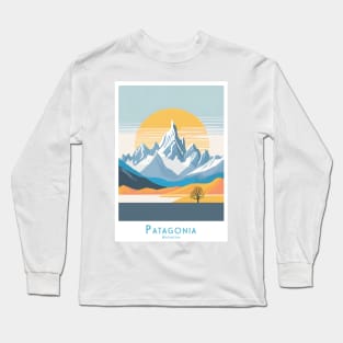 Vintage Minimal Serene Patagonia Sunrise Long Sleeve T-Shirt